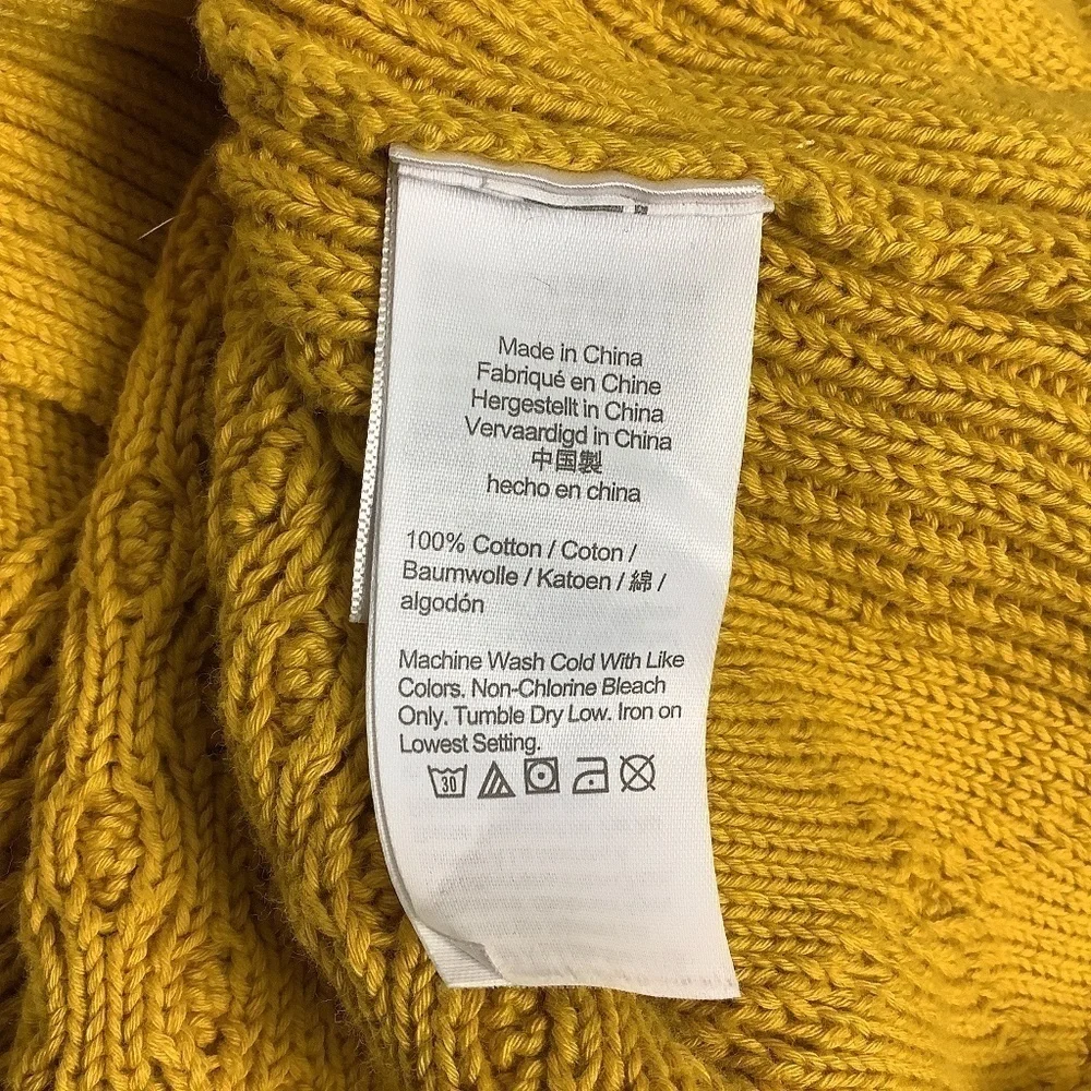J. Crew Sweater S Chunky Cable Knit Mock Neck Mustard‎  Golden Chartreuse S